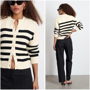 Alex Mill Nico Striped Black and Cream Cardigan